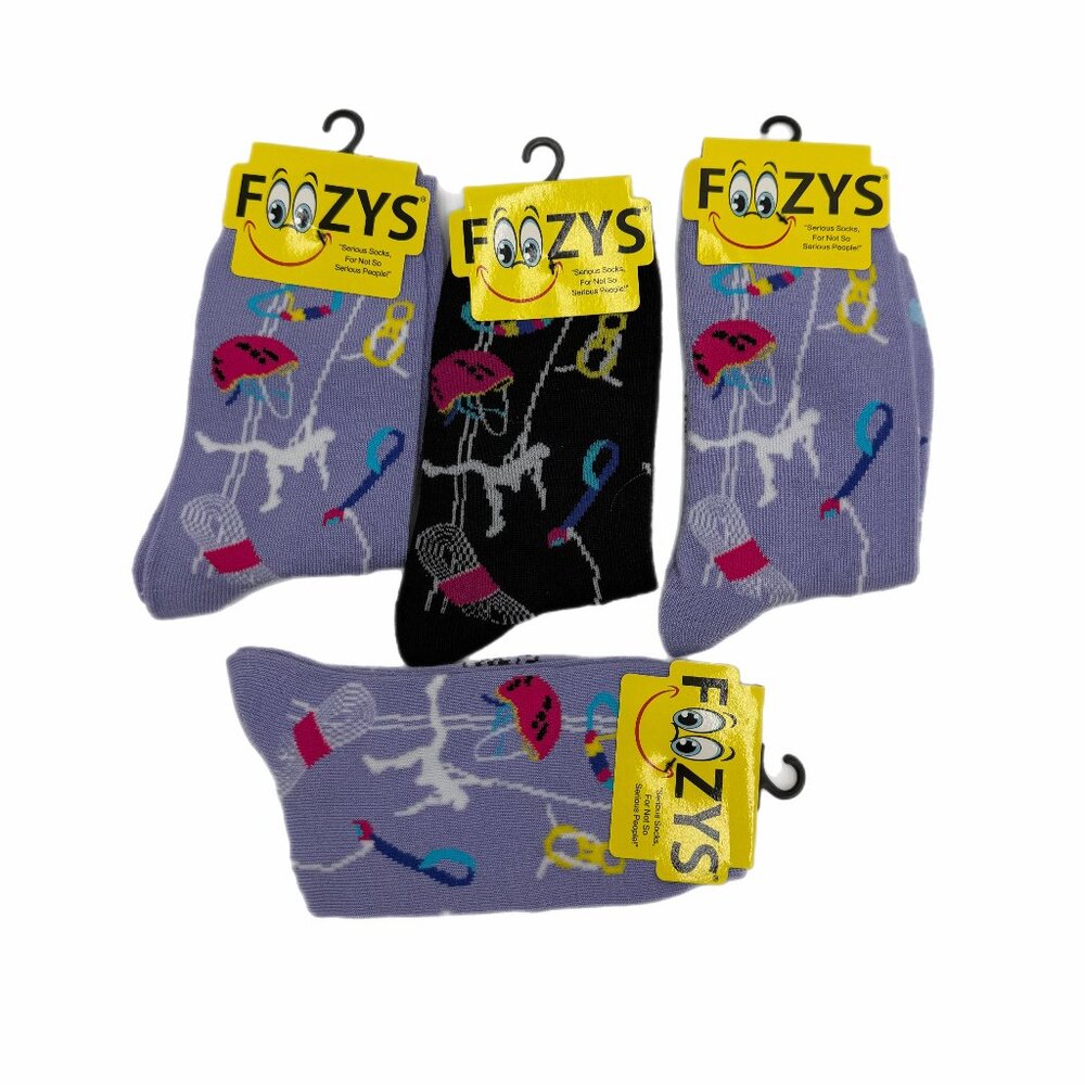 Foozys Men's Crew Socks Novelty Pattern Purple Black Multicolor Climbing hiking